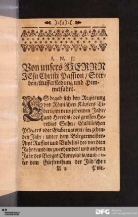Von unsers Herrn Jesu Christi Passion, Sterben, Aufferstehung und Himmelfahrt.