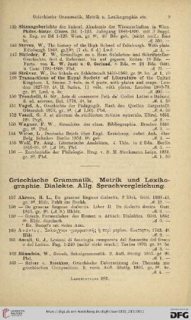 Griechische Grammatik, Metrik und Lexikographie [...] (Nr.157-356)