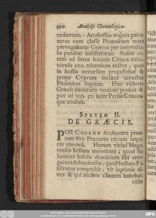 Sectio II. De Graecis.