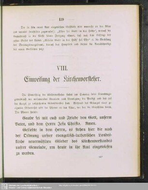 VII. Einweisung der Kirchenvorsteher