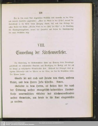 VII. Einweisung der Kirchenvorsteher