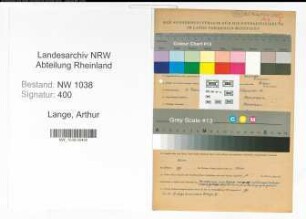 Entnazifizierung Arthur Lange , geb. 05.02.1898 (Vertreter)