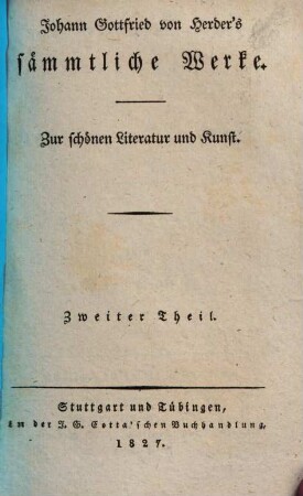 Johann Gottfried von Herder's Fragmente zur deutschen Literatur. 2/3