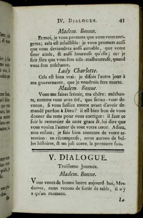 V. Dialogue. Troisieme Journée.