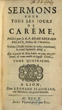 Sermons Pour Tous Les Jours De Carême, 4