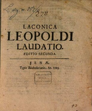 Laconica Leopoldi laudatio