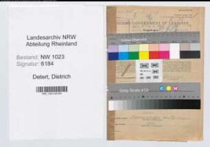Entnazifizierung Dietrich Detert , geb. 28.09.1906 (Reichsbahnass.)