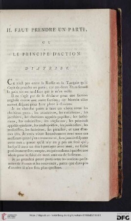 Il faut prendre un parti ou le principe d'action