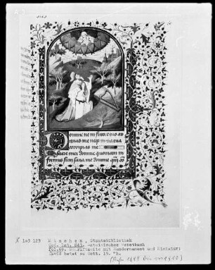 Lateinisches Gebetbuch mit französischem Kalender — David betet zu Gott, Folio 69recto