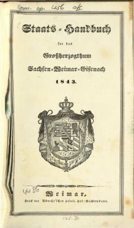 Staatshandbuch für das Großherzogtum Sachsen. 1843, 1843