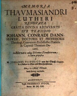 Memoria thaumasiandri Lutheri renovata
