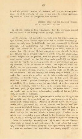 Geheime nota van het raadslid Merkus, dd. 6 Junij 1832 no. 109