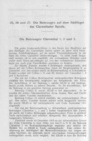 25, 26 und 27. Die Bohrungen auf dem Südflügel des Clarenthaler Sattels.