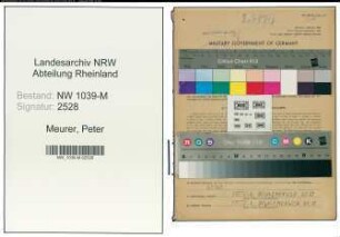 Entnazifizierung Peter Meurer , geb. 12.06.1900 (Angesteltle)