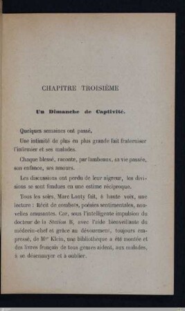Chapitre troisième - Un dimanche de captivité