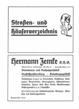 3. Teil: Straßen- und Häuserverzeichnis