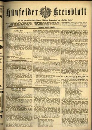 Ausgabe vom Samstag, den 28. Dezember 1912.