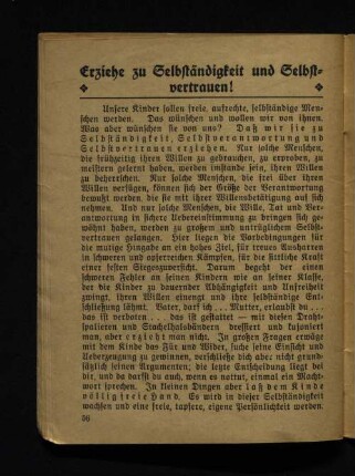 Erziehe zu Selbständigkeit und Selbstvertrauen!