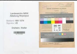 Entnazifizierung Walter Draheim , geb. 17.11.1895 (Lehrer)