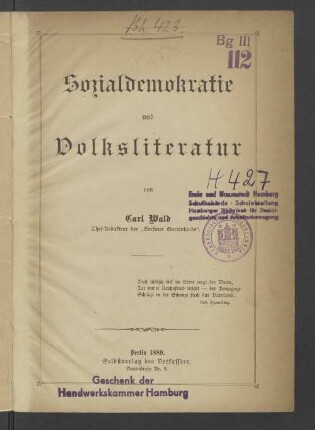 Sozialdemokratie und Volksliteratur