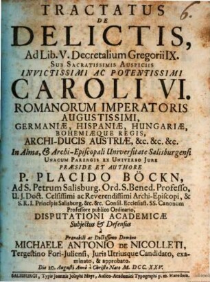 Tractatus De Delictis : Ad Lib. V. Decretalium Gregorii IX.