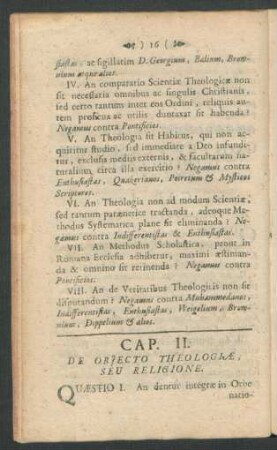 Cap II. De Objecto Theologiae Seu Religione.