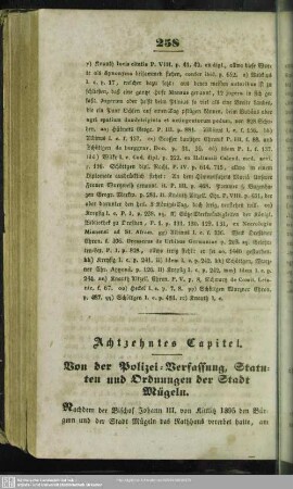 Achtzehntes Capitel. Von der Polizei-Verfassung, Statuten und Ordnungen der Stadt Mügeln