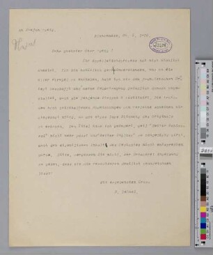 Brief an Stefan Zweig