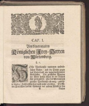 Cap. I. Von denen uralten Königlichen Frey-Herren von Würtemberg