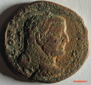 Römische Münze, Nominal Follis, Prägeherr Maximianus Herculius (?) für Constantius I. Caesar, Prägeort Trier, Original