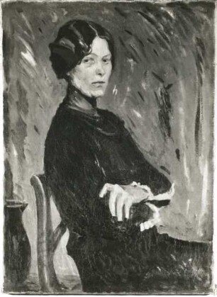 Bildnis der Frau des Künstlers : Otto Gussmann (1869-1926). Bildnis der Frau des Künstlers. Öl, Leinwand, 83 x 62 cm, 1916. Privatbesitz