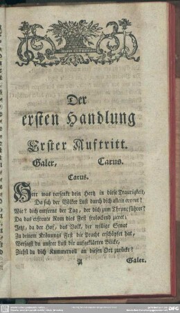 Der ersten Handlung Erster Auftritt