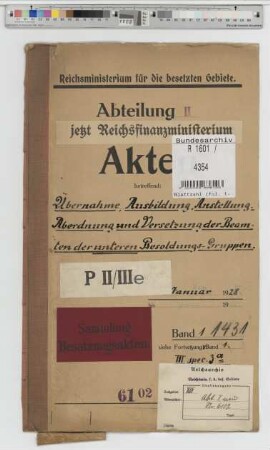 Uebernahme, Ausbildung, Beförderung, Abordnung und Versetzung der Beamten der unteren Besoldungsgruppen
