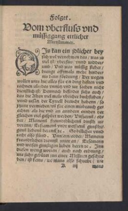Vom uberfluss und müssiggang ettlicher Mittstimmer.