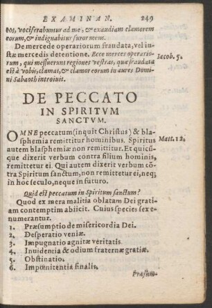 De Peccato In Spiritum Sanctum.