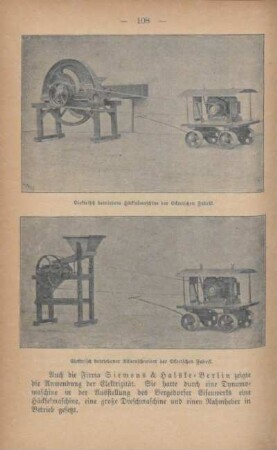 Elektrisch betriebene Häckselmaschine der Eckertschen Fabrik ; Elektrisch betriebener Rübenschneider der Eckertschen Fabrik
