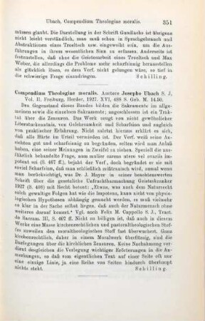 351 [Rezension] Ubach, Josef, Compendium theologiae moralis