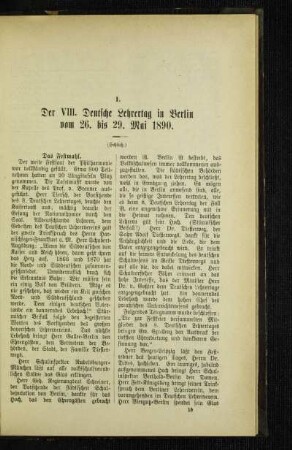 ¬Der¬ VIII. Deutsche Lehrertag in Berlin vom 26. bis 29. Mai 1890 : (Schluß)