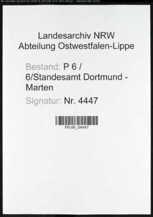 Sterberegister Standesamt Dortmund-Marten (VIII)