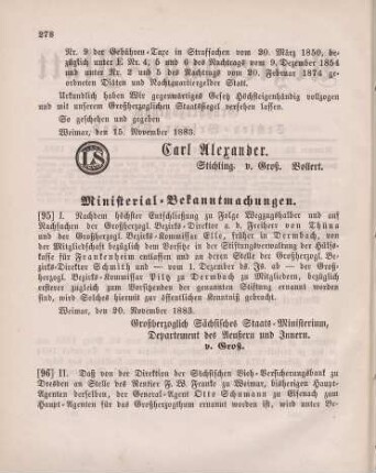 96. Ministerial-Bekanntmachung, den Wechsel in der Haupt-Agentur der Sächsischen Vieh-Versicherungsbank zu Dresden betreffend