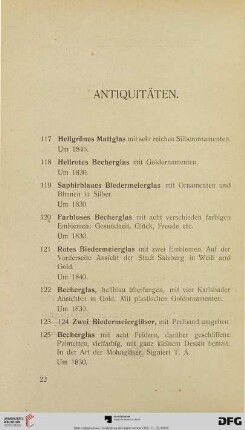 Antiquitäten (Nr. 117-232)