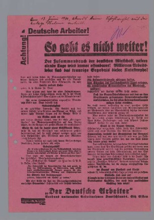 "So geht es nicht weiter!"