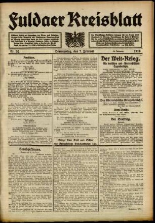 Ausgabe vom Donnerstag, den 07. Februar 1918.