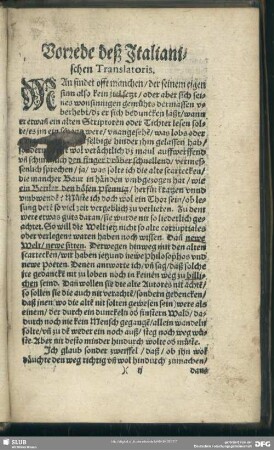Vorrede deß Italianischen Translatoris