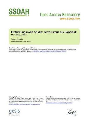Einführung in die Studie: Terrorismus als Sophistik
