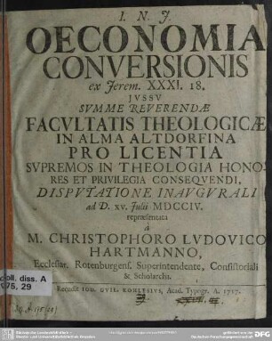 Oeconomia Conversionis ex Jerem. XXXI. 18.
