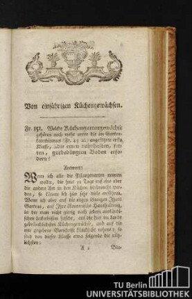 [A.] Von einjährigen Küchengewächsen.