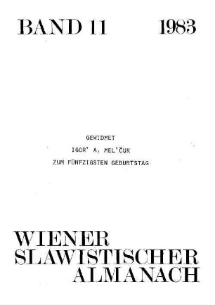 Wiener slawistischer Almanach. 11. 1983