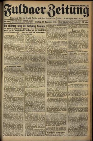 Erste Ausgabe vom Freitag, den 13. Dezember 1929.