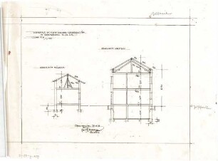Gsaenger, Gustav; München - Obermenzing; Landhaus Dr. H. Dobner - Entwurf, Hauptbau u. Flügelbau (Querschnitte)